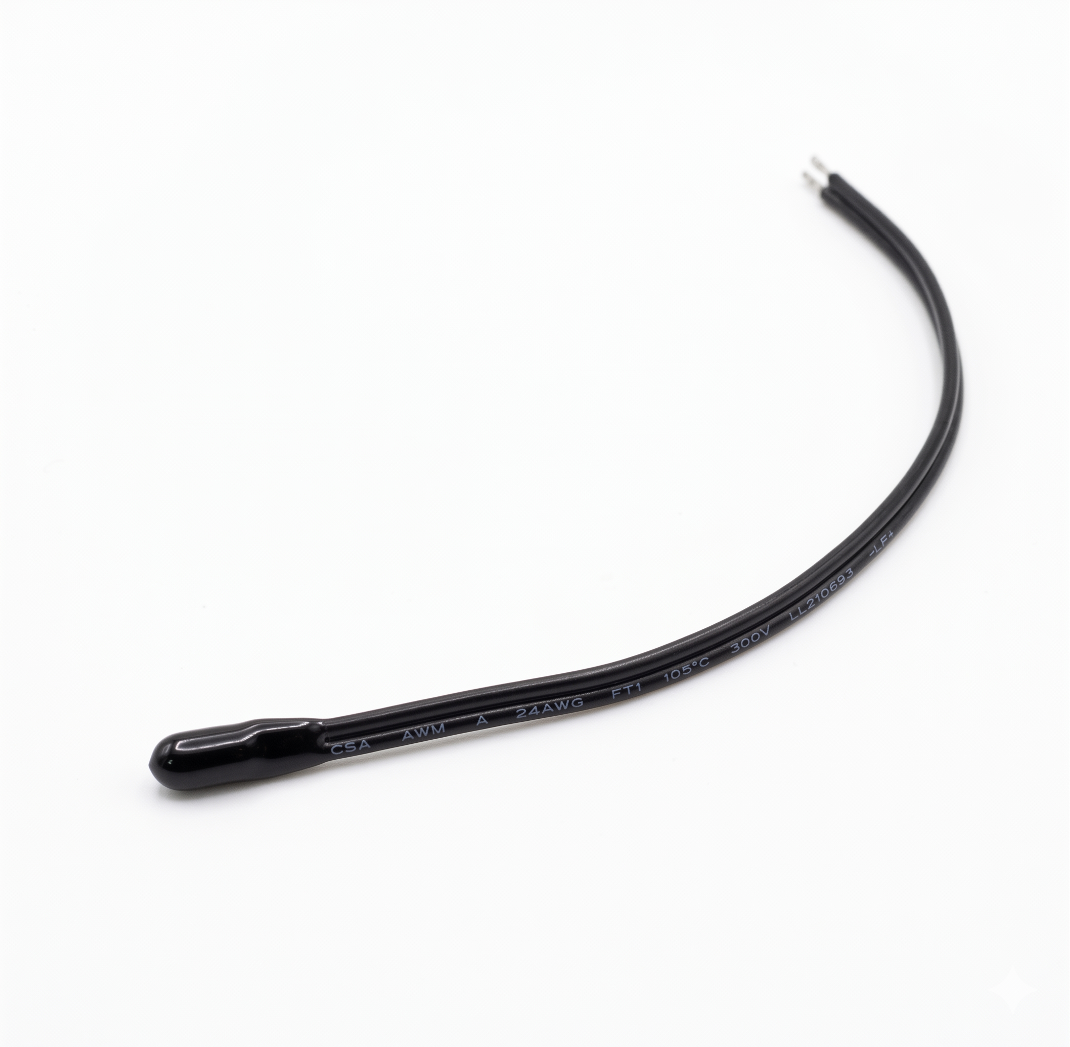 Epoxy coated NTC thermistor temperature sensor probe with black 24AWG cable - InTech Driven